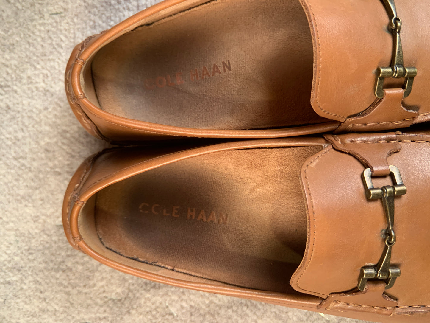 Cole Haan Men’s 12 M Tan Leather Bit Driving Loafers Moc Toe Driver Shoes