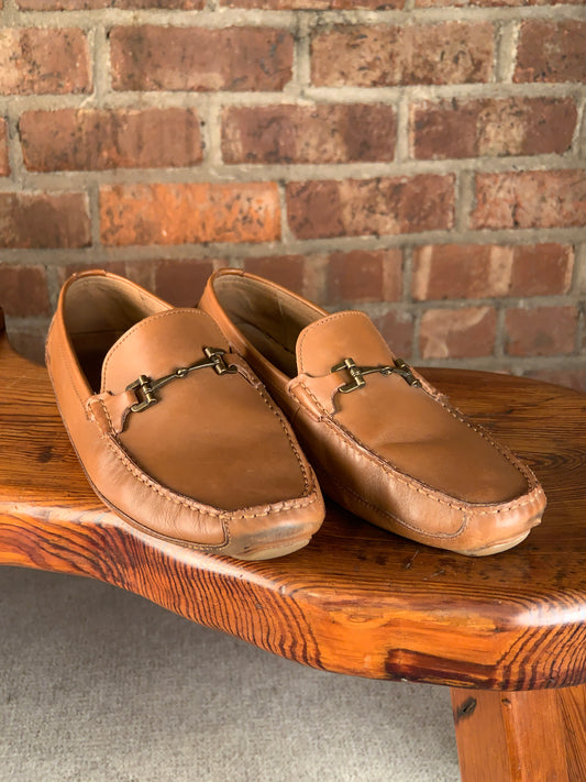 Cole Haan Men’s 12 M Tan Leather Bit Driving Loafers Moc Toe Driver Shoes