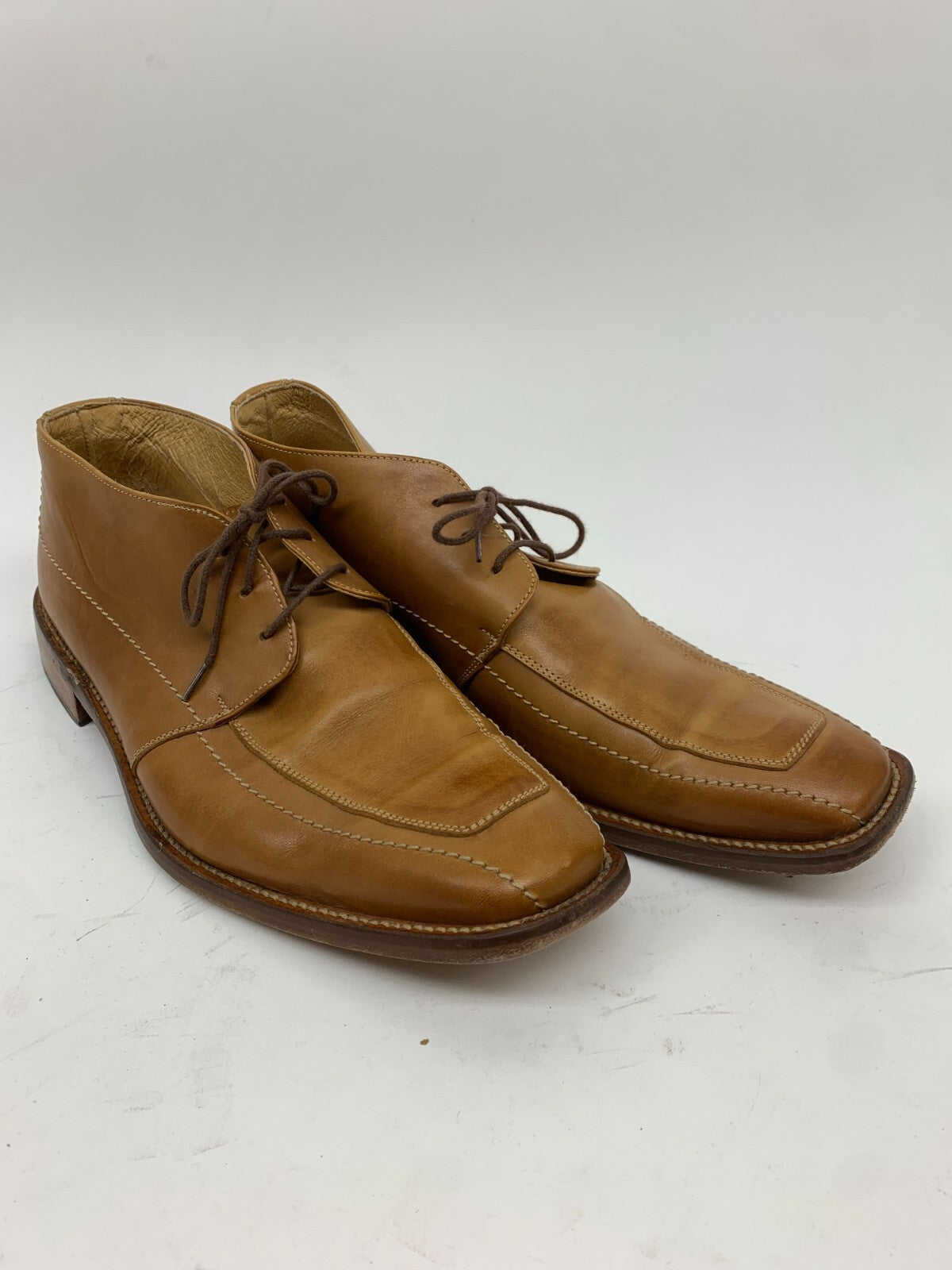 Men’s Tan Leather Moc-Toe Chukka Boots – Made in Italy – Size US 12 / EU 46 photo 14
