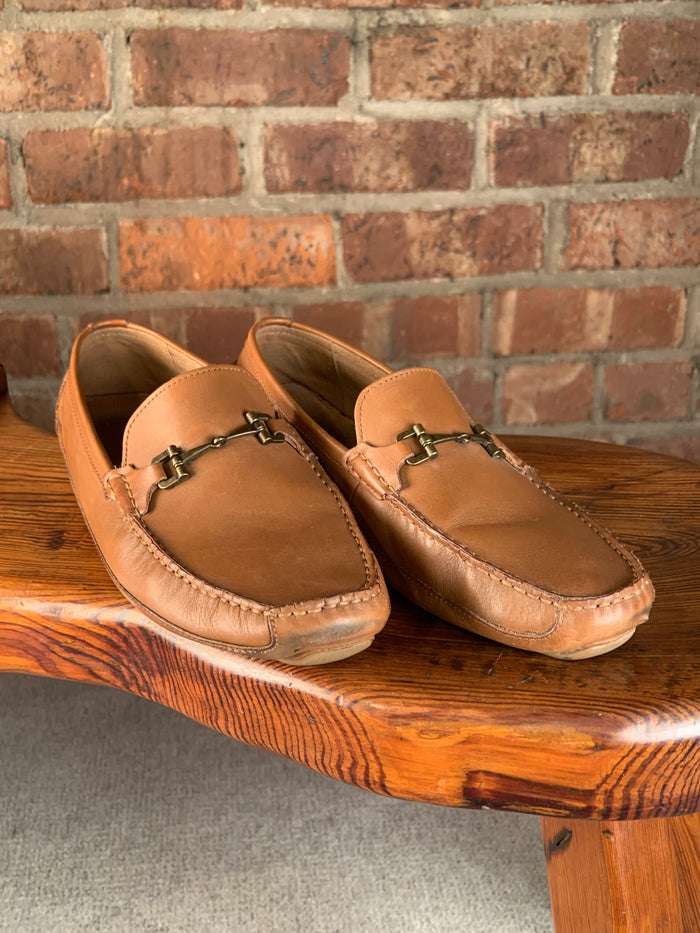 Cole Haan Men’s 12 M Tan Leather Bit Driving Loafers Moc Toe Driver Shoes