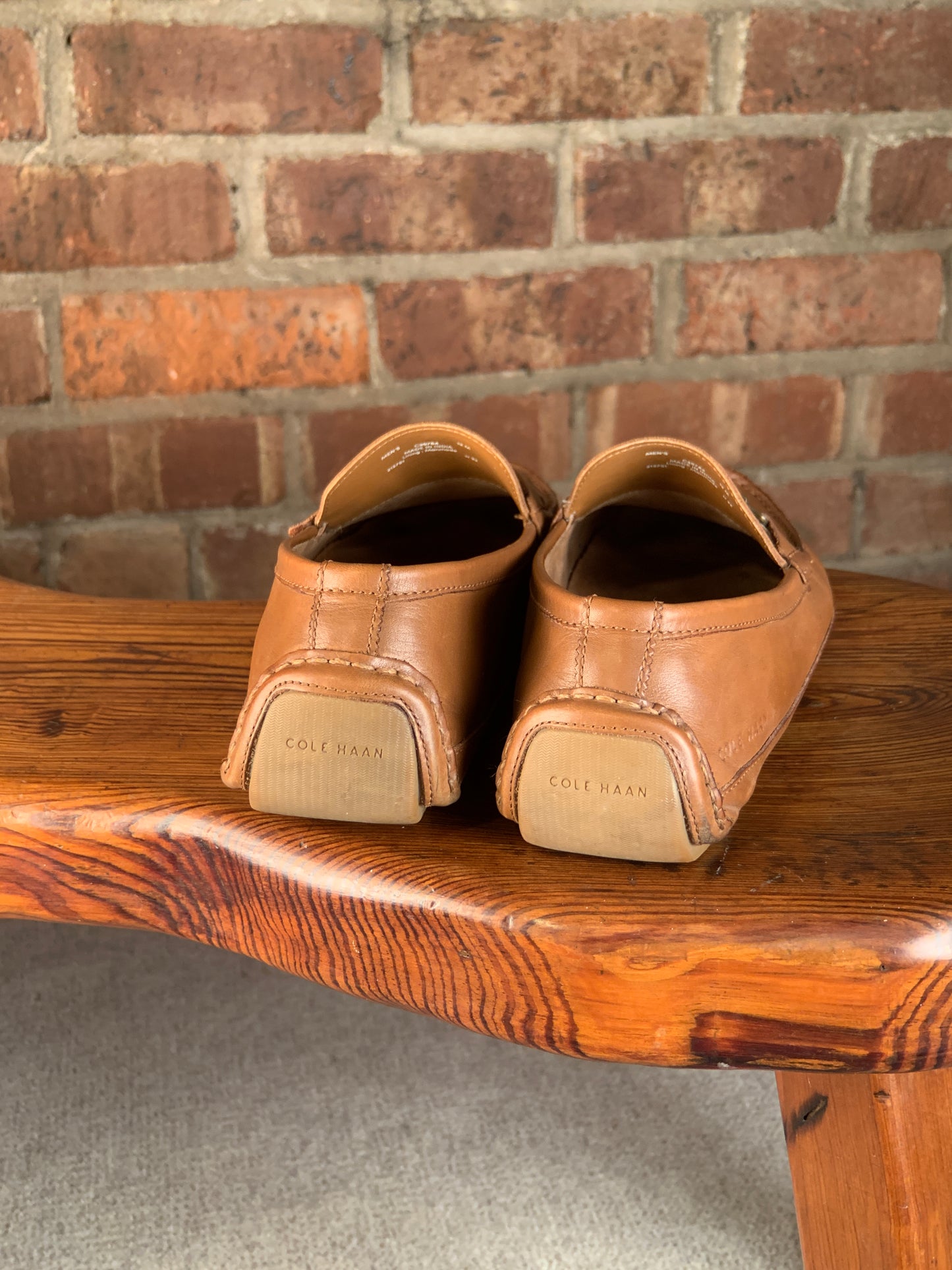 Cole Haan Men’s 12 M Tan Leather Bit Driving Loafers Moc Toe Driver Shoes