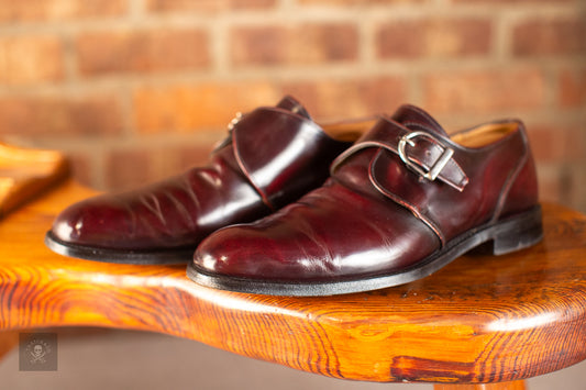 Joseph Cheaney Oxblood Single Monk Strap Shoes Men’s UK 10.5 D Made in England