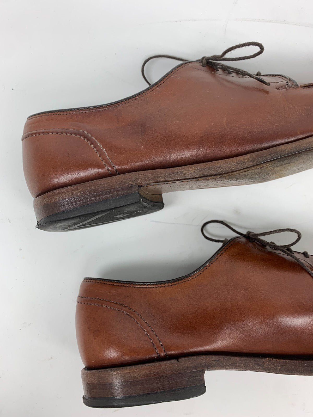 Allen Edmonds Raymond Apron-Toe Derby US 11 B Brown Leather Dress Shoe USA photo 9
