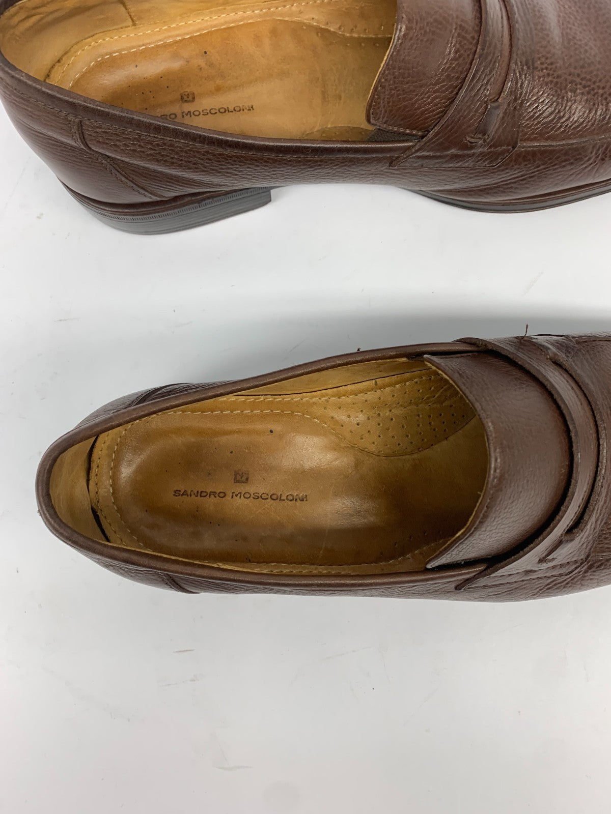 Sandro Moscoloni Brown Pebbled Leather Penny Loafers – Men’s Size 11.5D photo 6