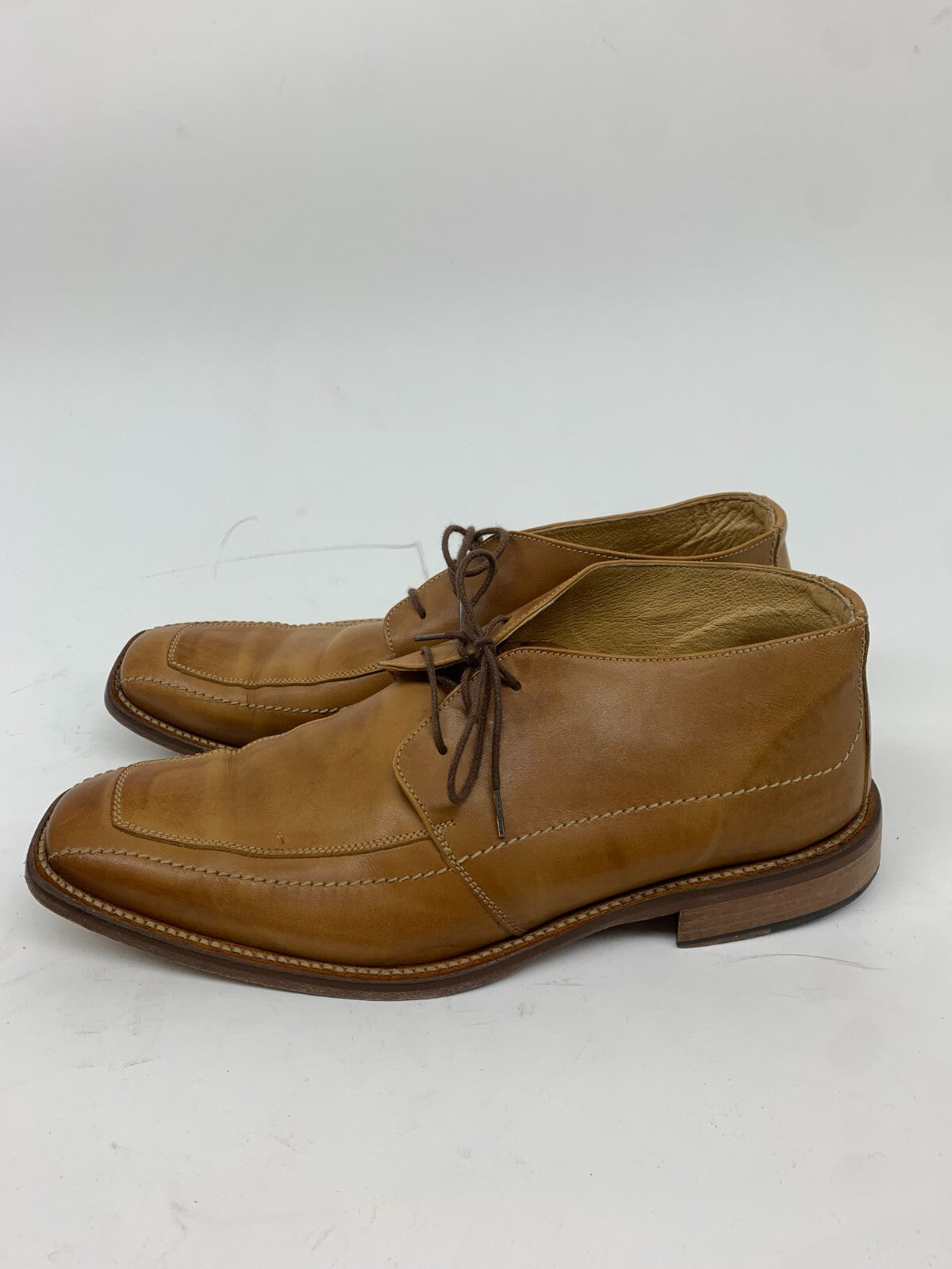 Men’s Tan Leather Moc-Toe Chukka Boots – Made in Italy – Size US 12 / EU 46 photo 5