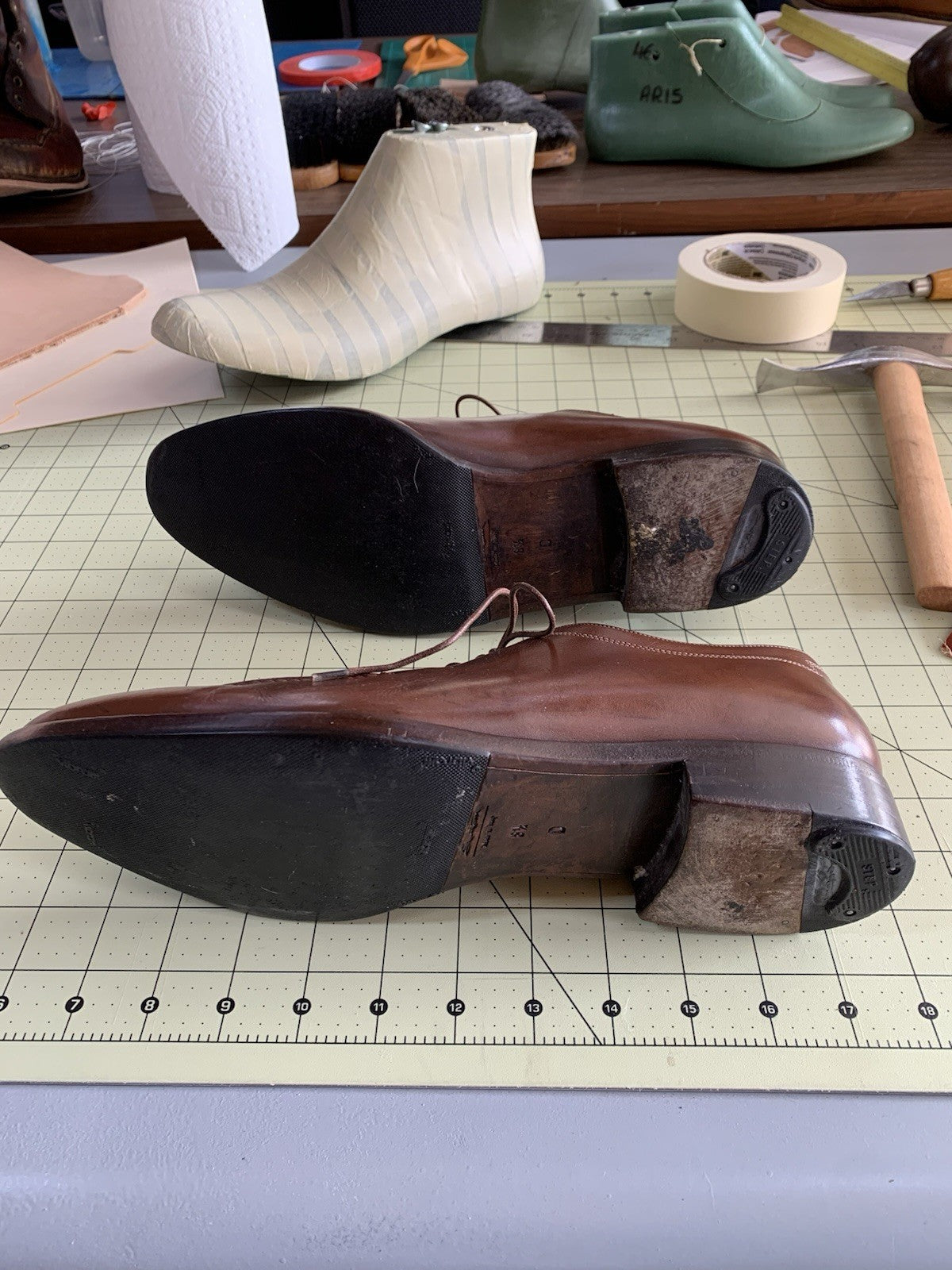 Santino men’s Brown Leather Dress Shoes - 8.5 D Made In Italy photo 6
