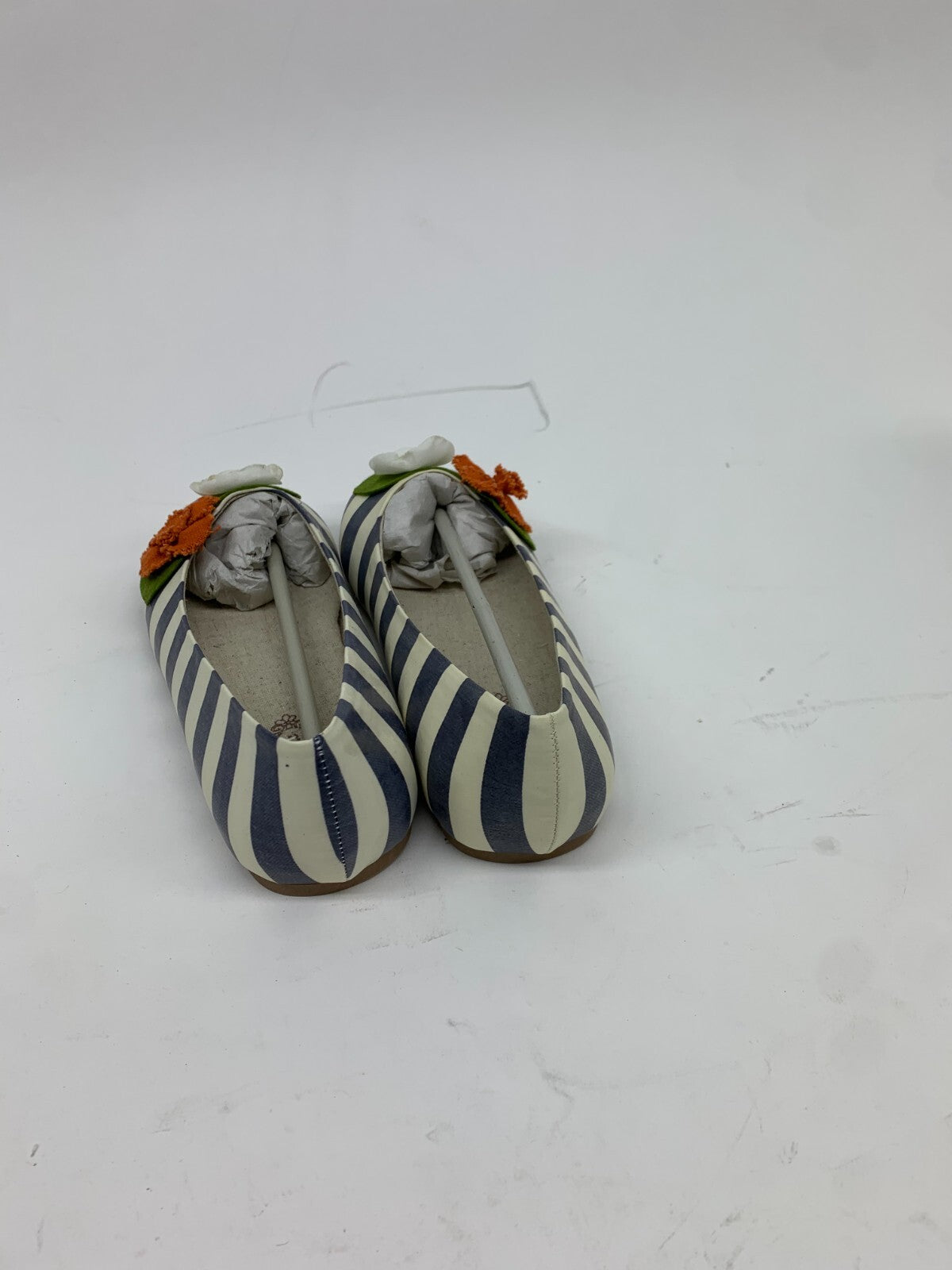 Joyfolie Pumpkin Stripe Skimmer Flats Girls Youth 4 Navy/White Floral NIB photo 7