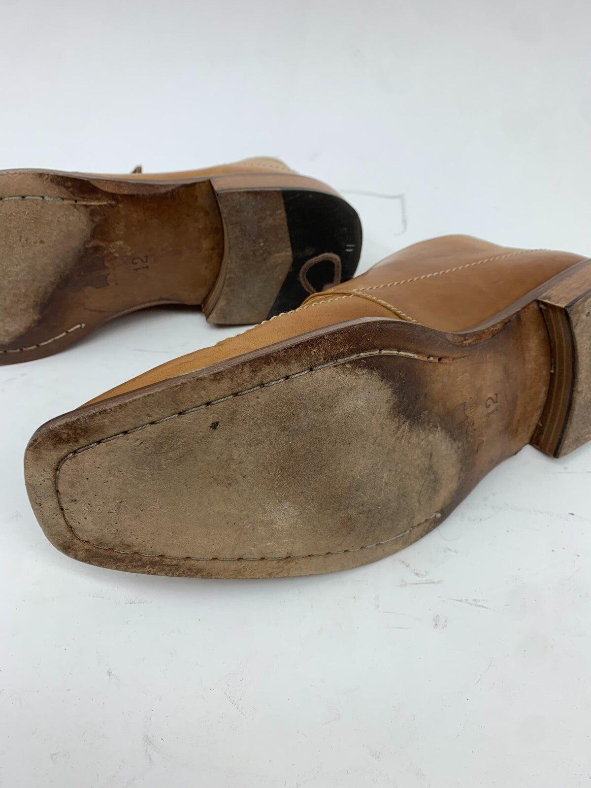 Men’s Tan Leather Moc-Toe Chukka Boots – Made in Italy – Size US 12 / EU 46 photo 12