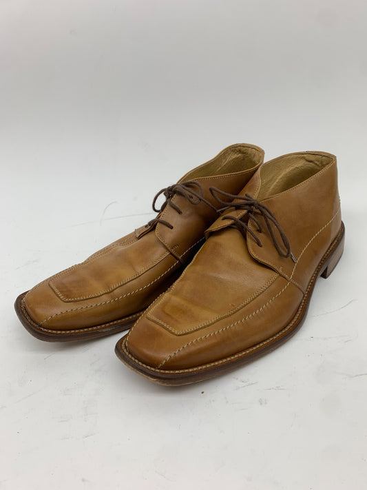 Men’s Tan Leather Moc-Toe Chukka Boots – Made in Italy – Size US 12 / EU 46 photo 1