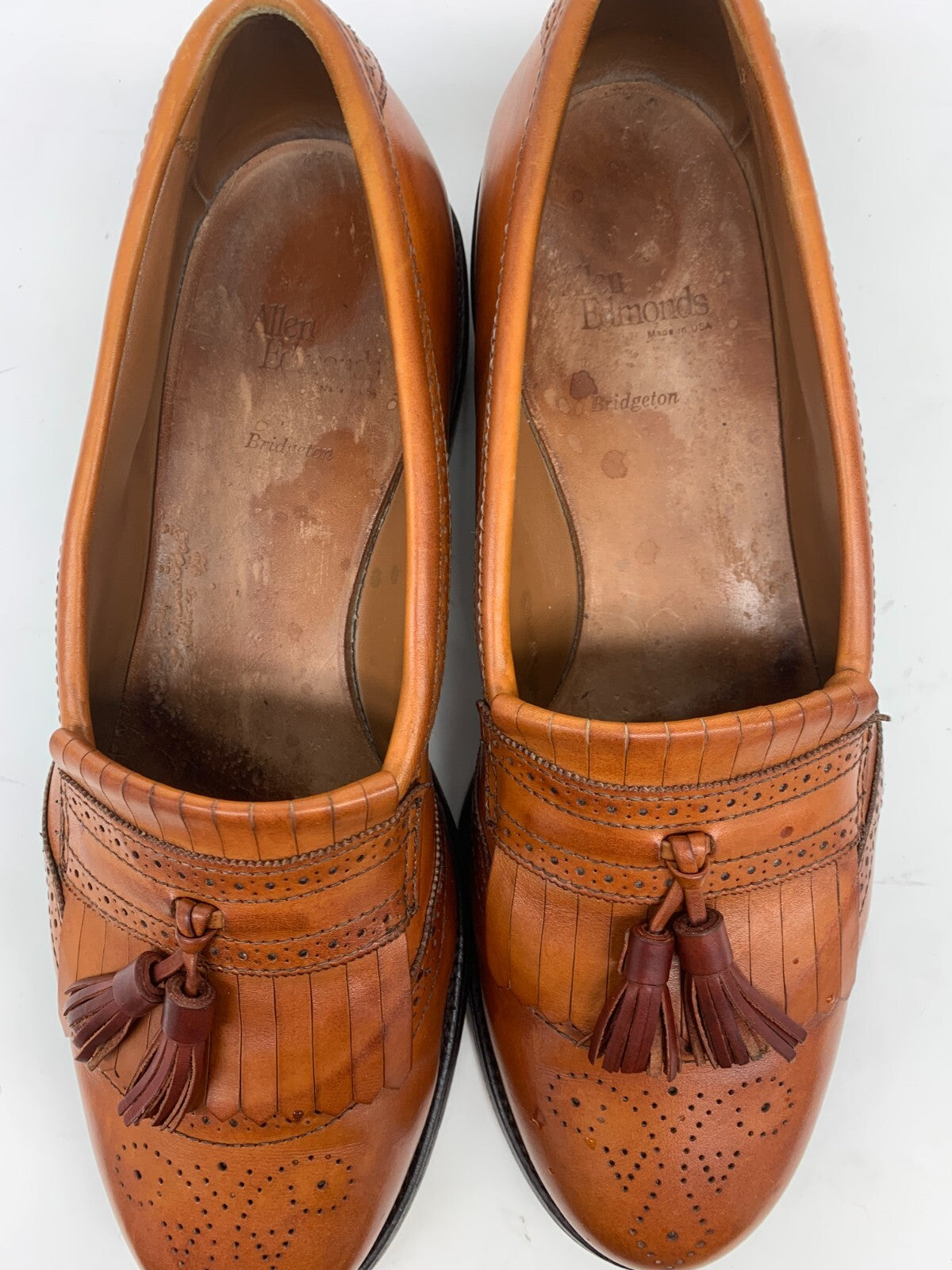 Allen Edmonds Bridgeton Kiltie Tassel Loafer US 11.5 B Tan Brogue | USA photo 7