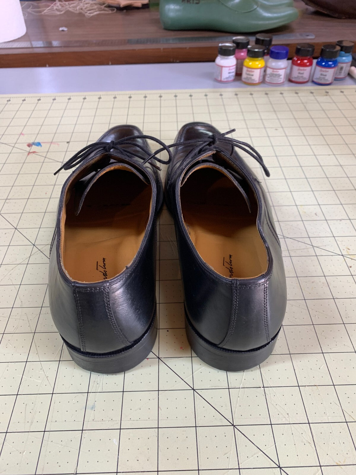 John W. Nordstrom Men's 11.5M Italian Made Apron Toe Derby Shoes | Black Leather photo 5