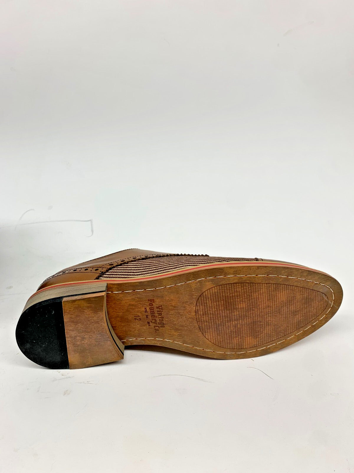 Vintage Foundry Co Zoelle Spectator Oxford US 12 Tan Leather/Textile NIB photo 7