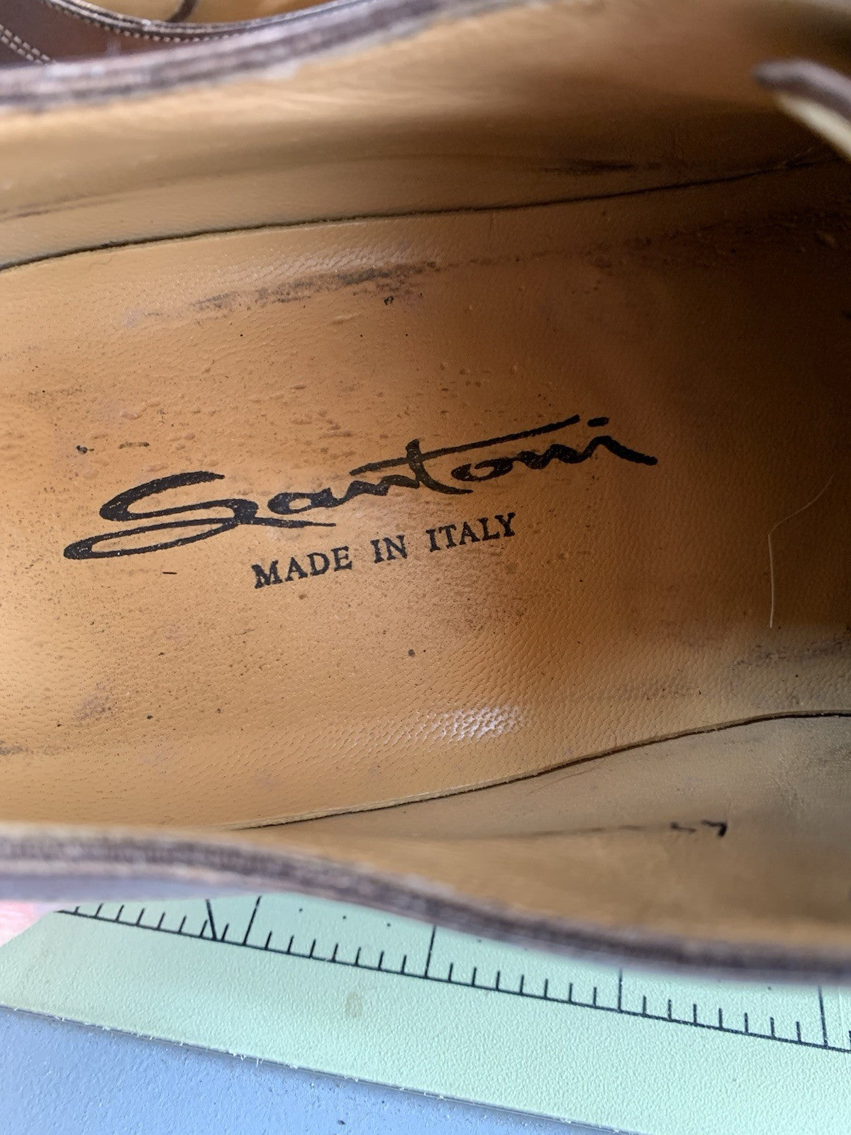 Santino men’s Brown Leather Dress Shoes - 8.5 D Made In Italy photo 12