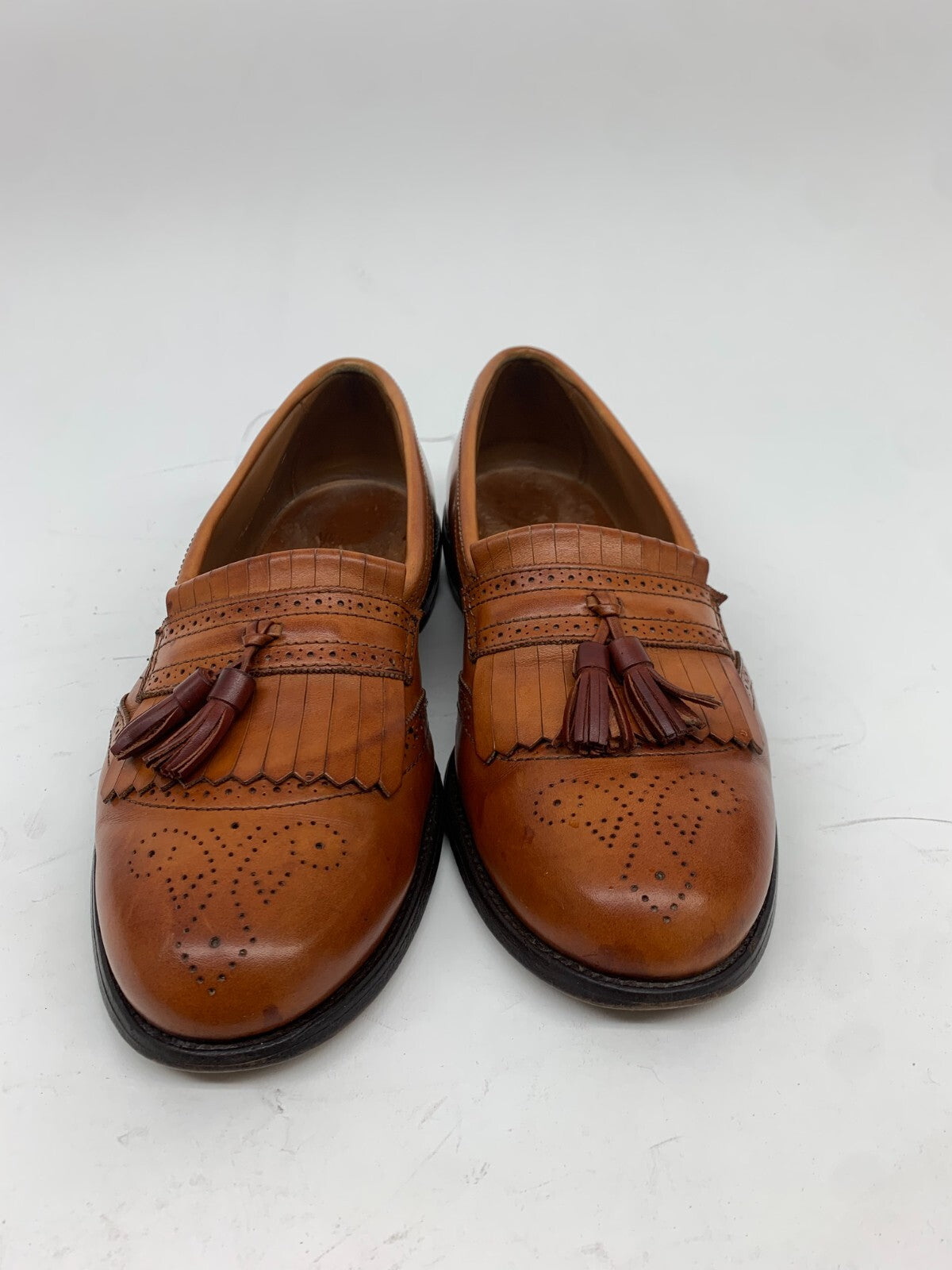 Allen Edmonds Bridgeton Kiltie Tassel Loafer US 11.5 B Tan Brogue | USA photo 3