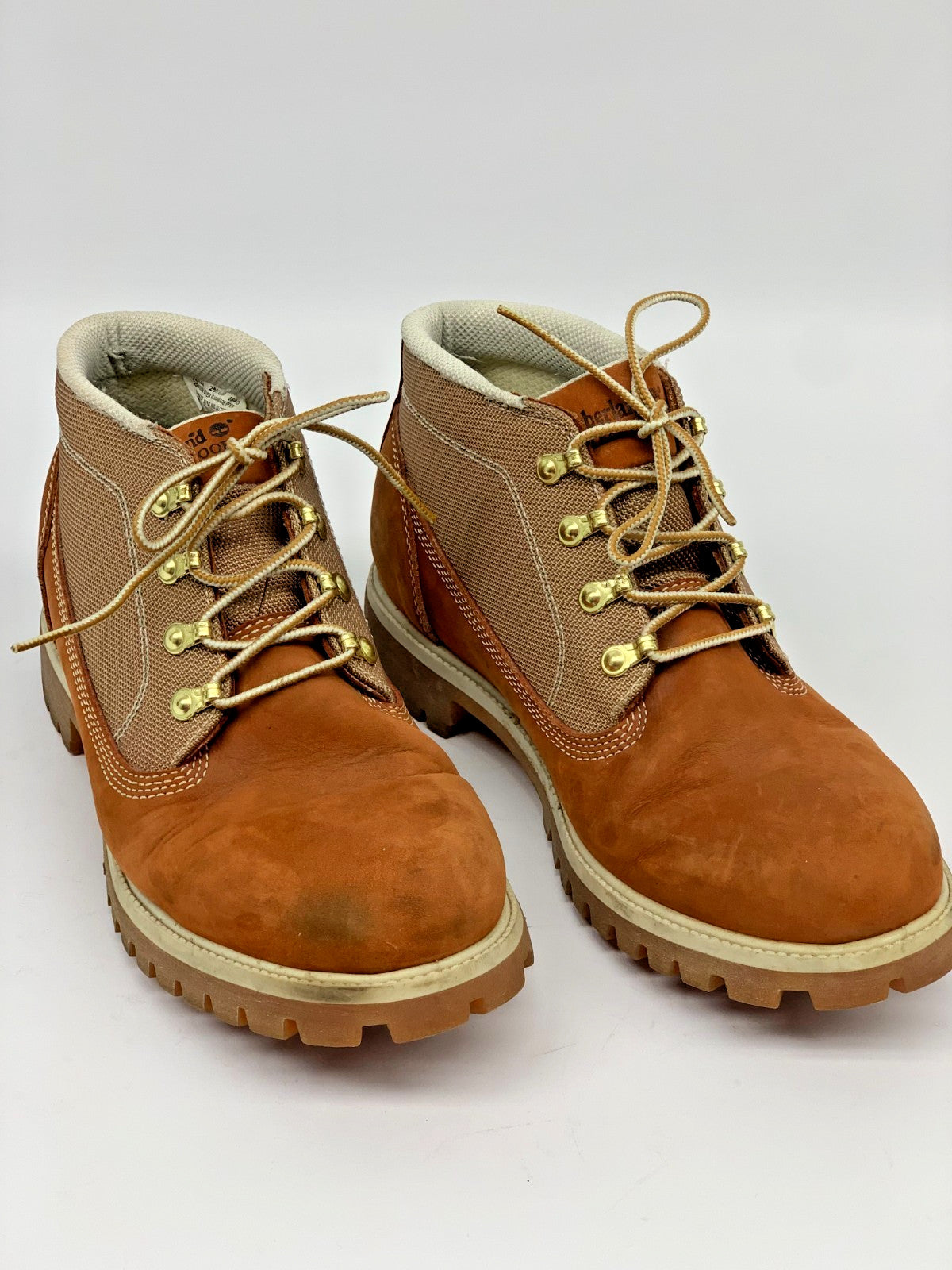 Timberland Men’s Euro Hiker Nubuck & Canvas Mid Boots – Wheat Brown – Size 11.5 photo 1