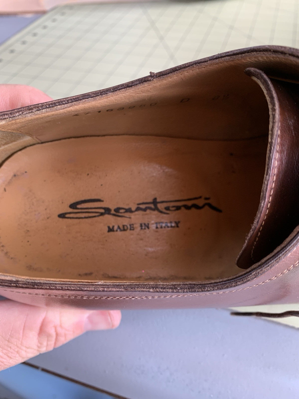 Santino men’s Brown Leather Dress Shoes - 8.5 D Made In Italy photo 14