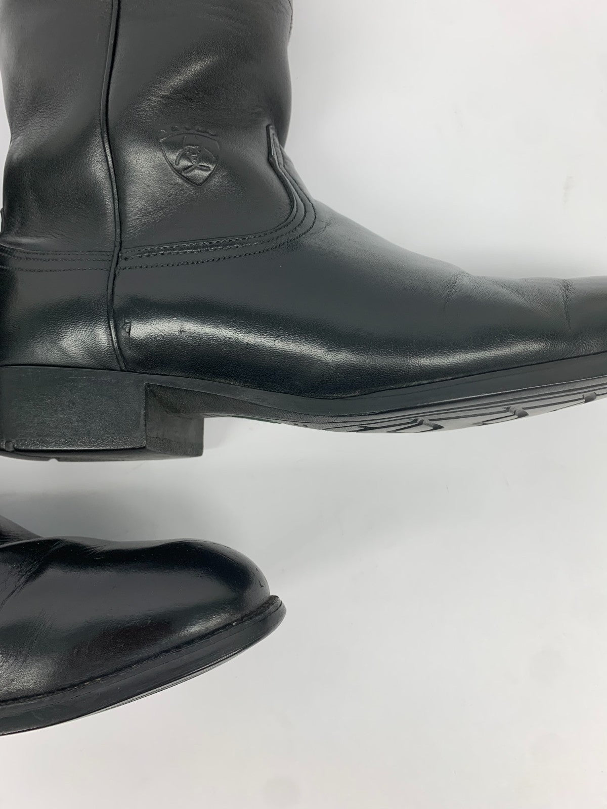 Ariat Black Leather Roper Boots Men 11 D Western Cowboy Ranch Work Boots photo 7