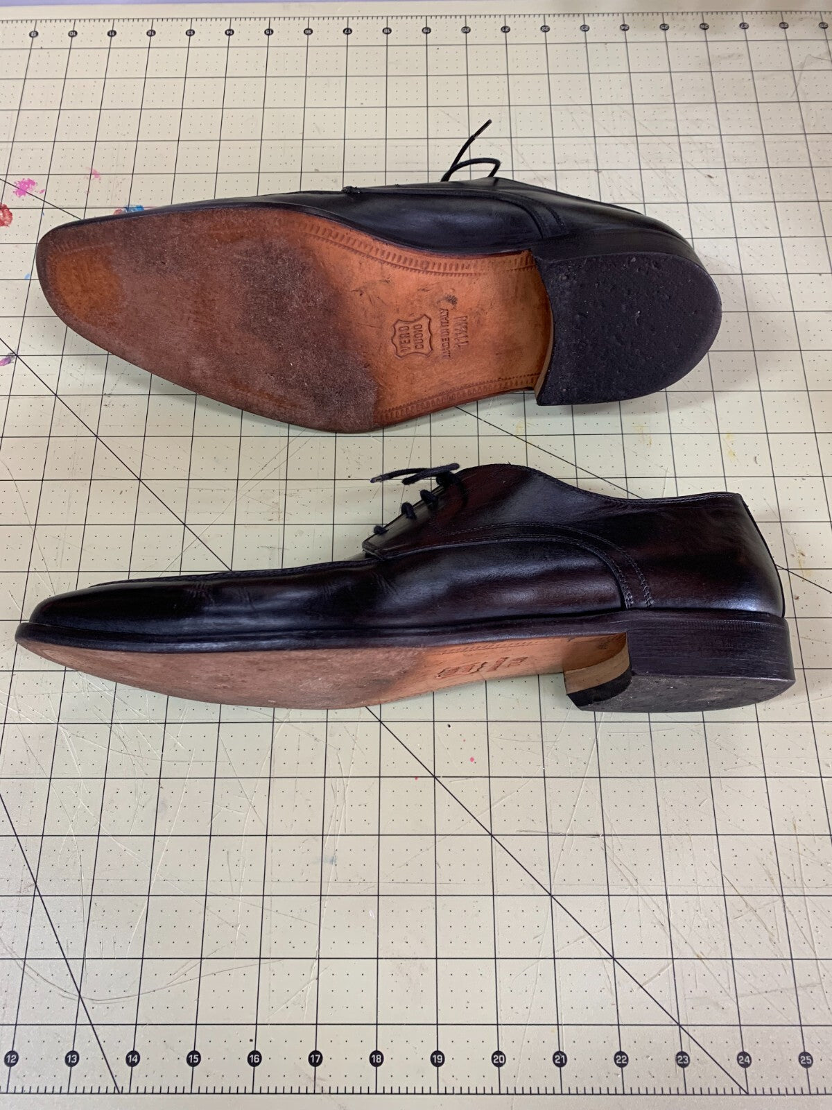 John W. Nordstrom Men's 11.5M Italian Made Apron Toe Derby Shoes | Black Leather photo 7
