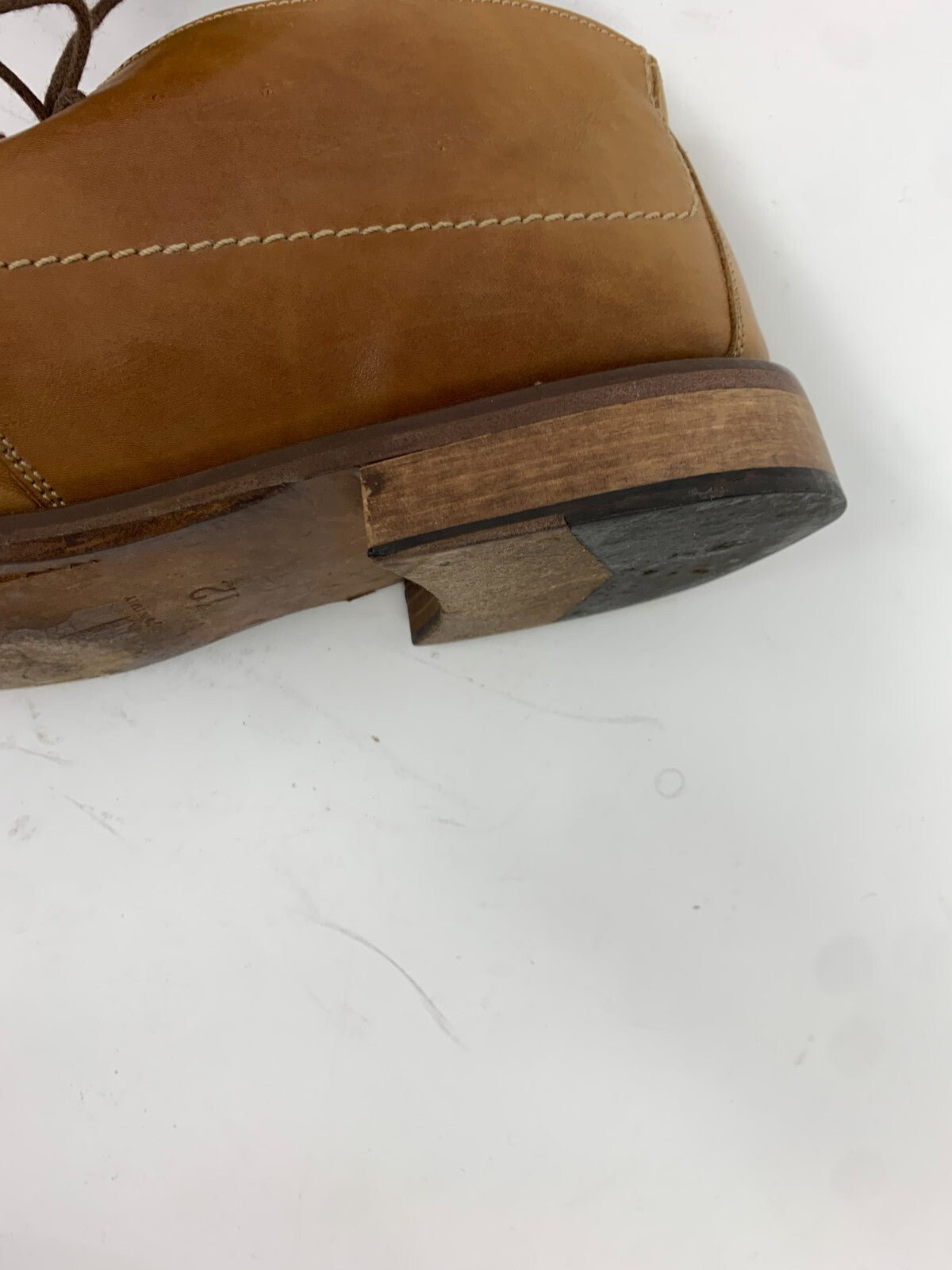 Men’s Tan Leather Moc-Toe Chukka Boots – Made in Italy – Size US 12 / EU 46 photo 10