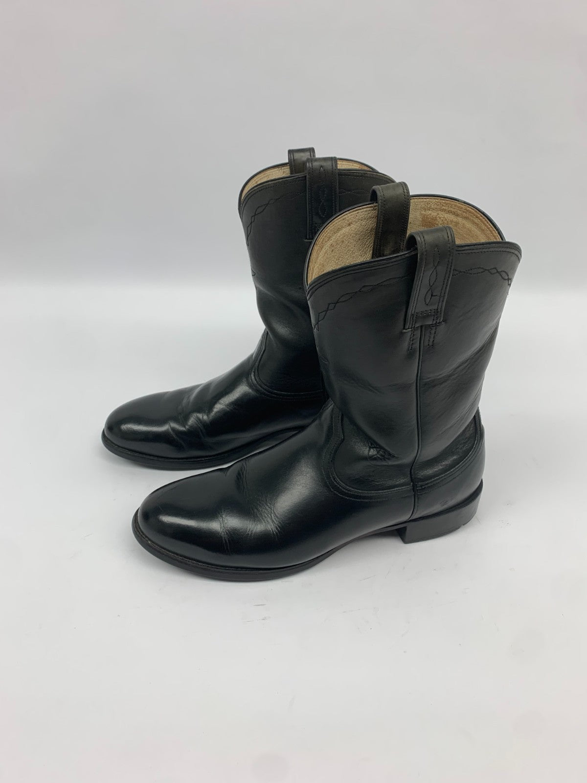 Ariat Black Leather Roper Boots Men 11 D Western Cowboy Ranch Work Boots photo 3