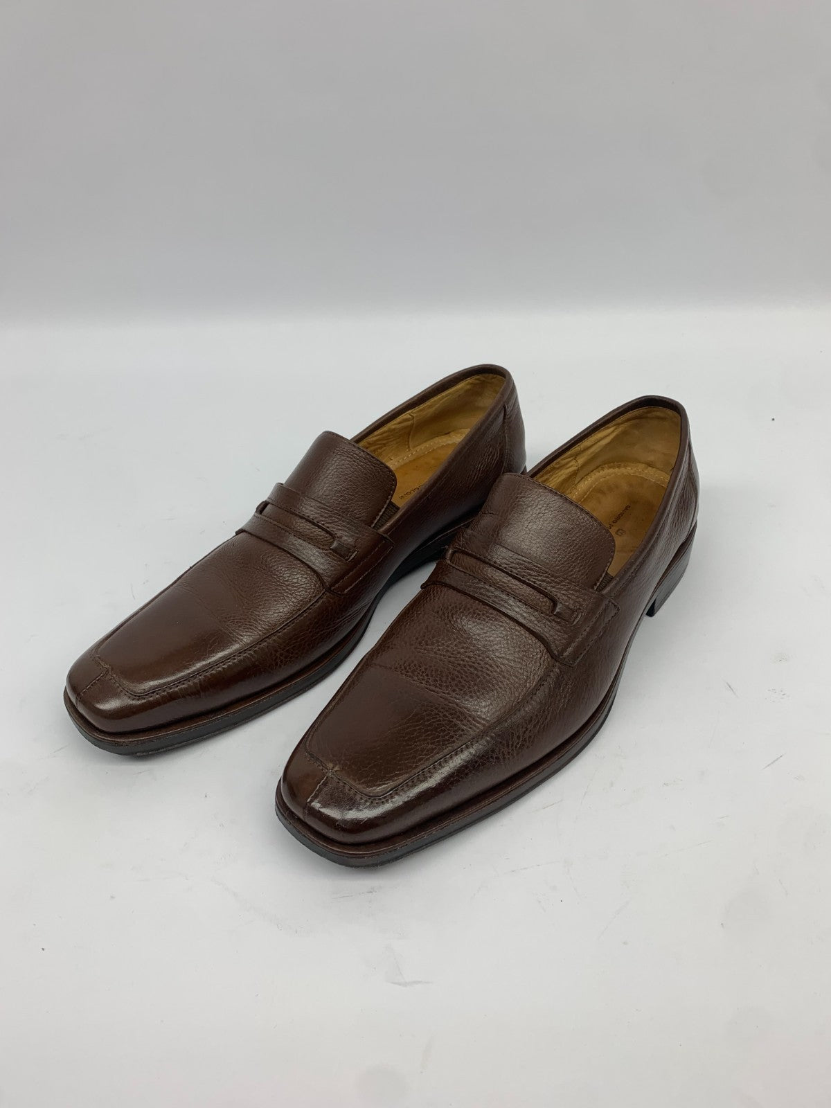 Sandro Moscoloni Brown Pebbled Leather Penny Loafers – Men’s Size 11.5D photo 2