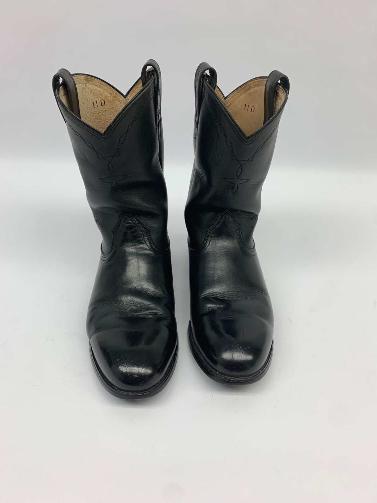 Ariat Black Leather Roper Boots Men 11 D Western Cowboy Ranch Work Boots photo 2