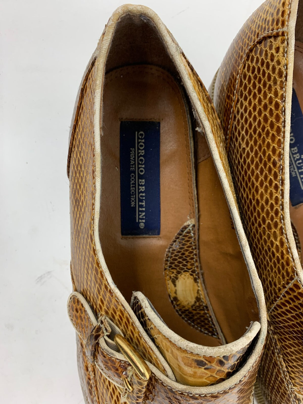 Genuine Snakeskin Double‑Monk Strap Shoes – Giorgio Brutini US 10.5 M – Rare photo 6