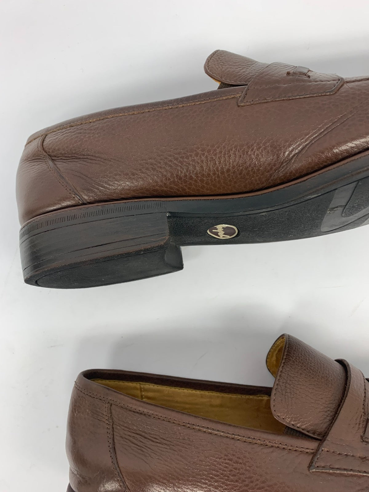 Sandro Moscoloni Brown Pebbled Leather Penny Loafers – Men’s Size 11.5D photo 10