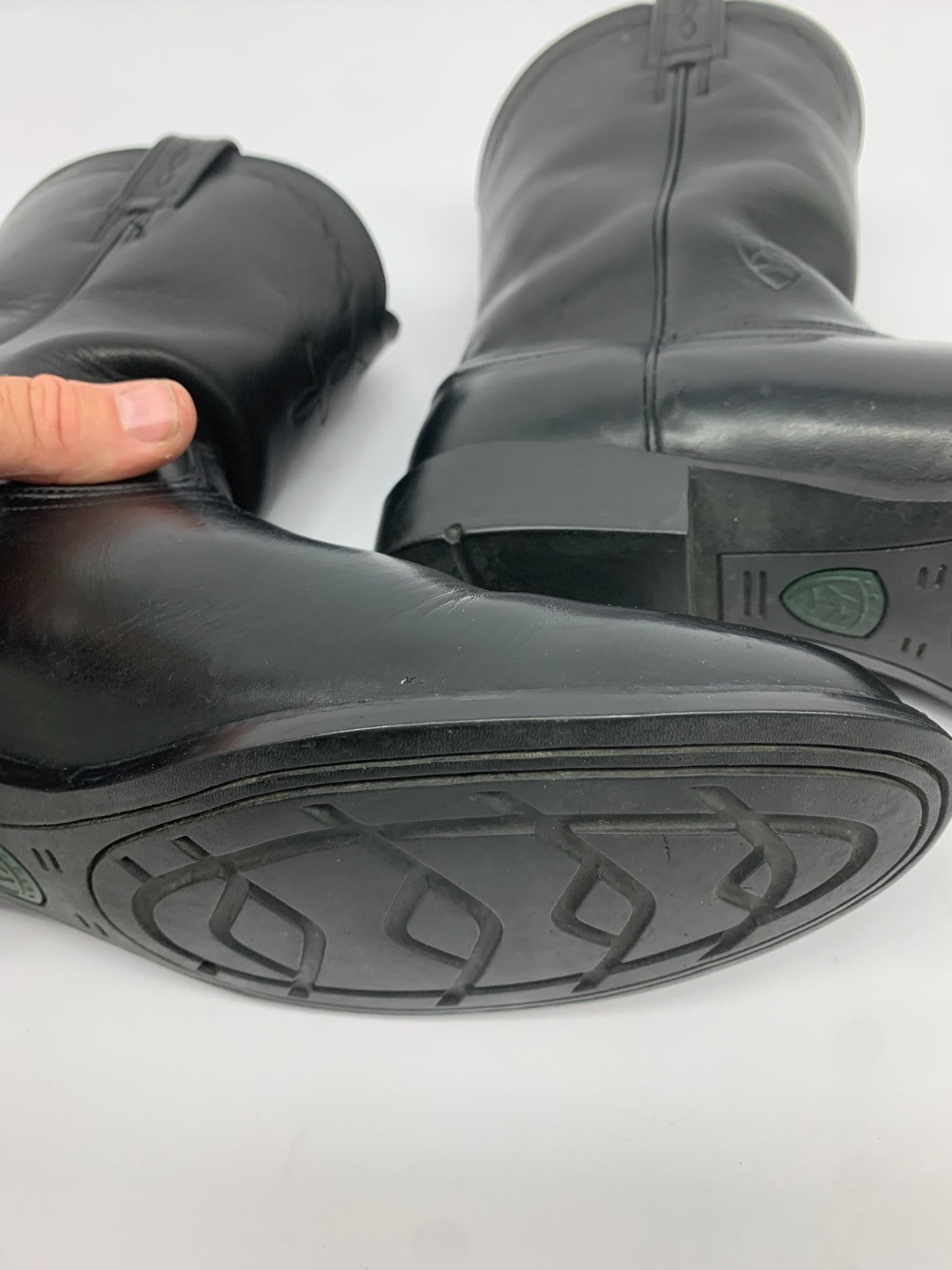 Ariat Black Leather Roper Boots Men 11 D Western Cowboy Ranch Work Boots photo 8