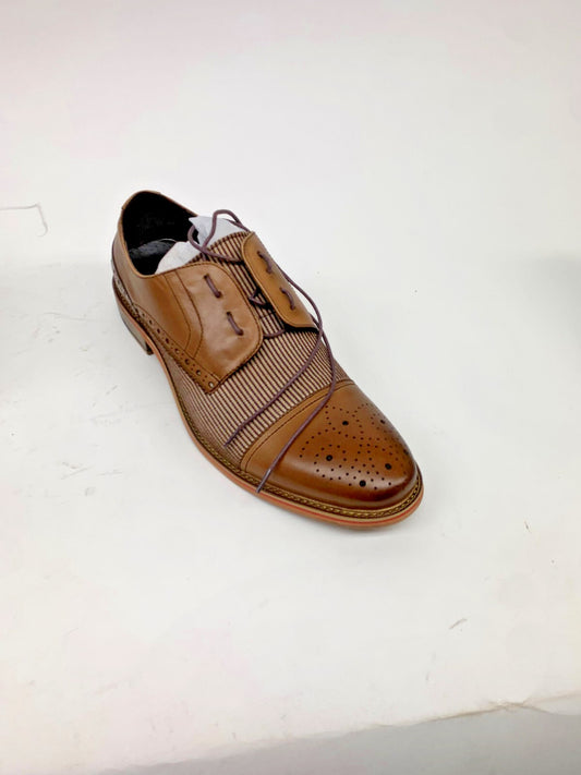 Vintage Foundry Co Zoelle Spectator Oxford US 12 Tan Leather/Textile NIB photo 1