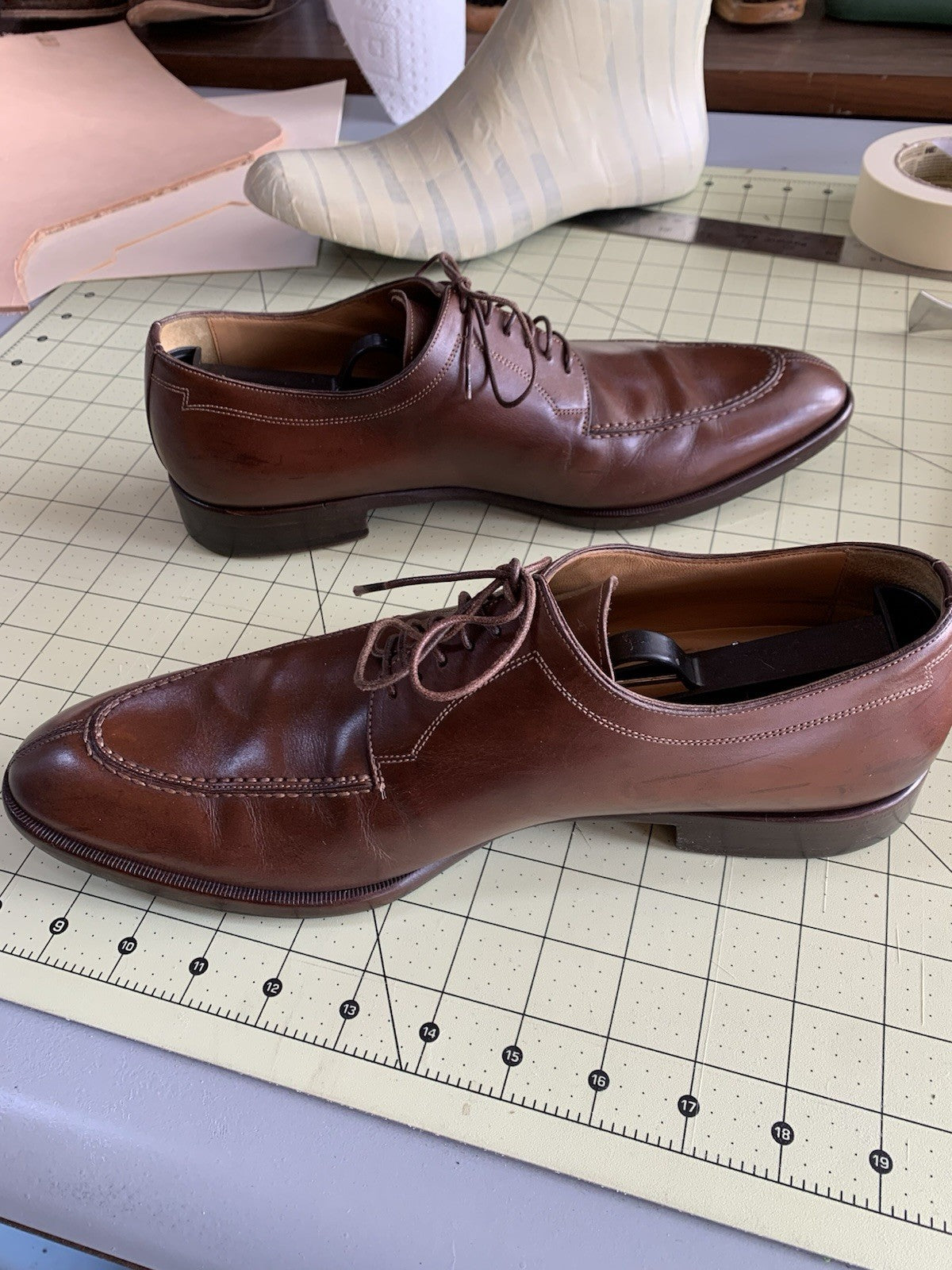Santino men’s Brown Leather Dress Shoes - 8.5 D Made In Italy photo 5