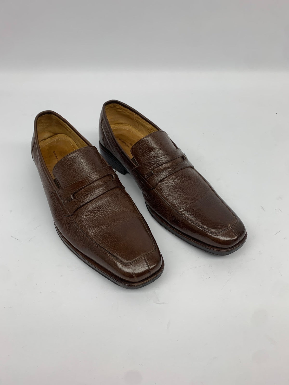 Sandro Moscoloni Brown Pebbled Leather Penny Loafers – Men’s Size 11.5D photo 1